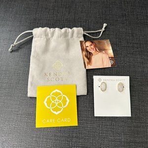 Kendra Scott Ellie Gold Stud Earrings (Iridescent Drusy) - New Dust Bag Included